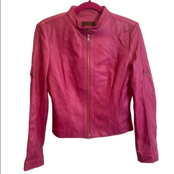 Danier Bubble Gum Pink Leather Biker 